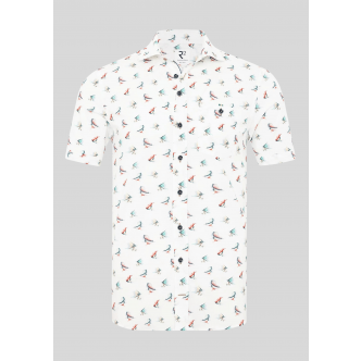 R2, Skjorte SS, Wing Surf Print Stretch Short Sleeve