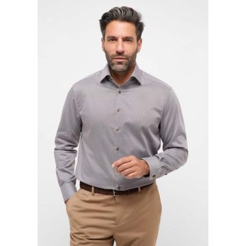 ETERna, MODERN FIT SKJORTE I BRUN PRINT 