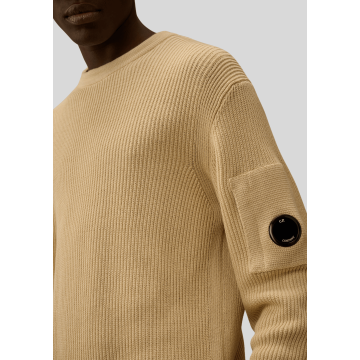 C.P. Company, Strik, Cotton Sea Island Chunky Lens Sweater, Frozen Dew