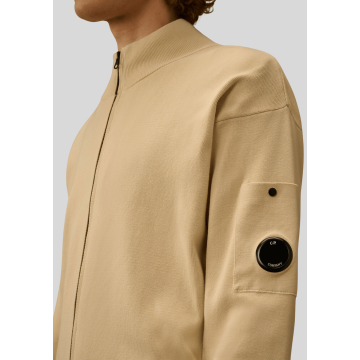 C.P. Company, Strik, Cotton Sea Island Zipped Lens Cardigan, Frozen Dew 