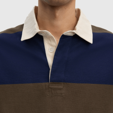 Another Aspect, Sweatshirt, Another Rugby Polo 1.0, Navy Brown Stripe