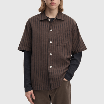 Another Aspect, Skjorte SS, Another Shirt 2.0, Brown Stripe 