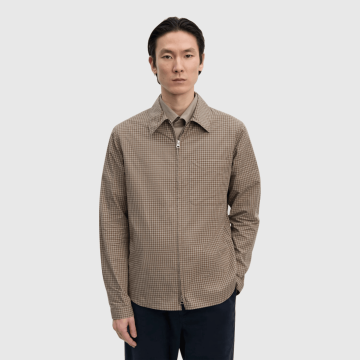 Another Aspect, Overshirt Another Zip Shirt 1.0 JPN, Khaki/Brown Check 