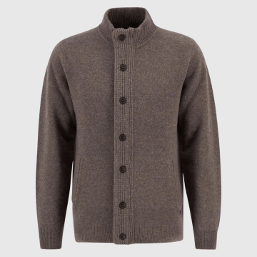 Barbour, Strik, Essential Elbow-Patch Cardigan, Dark Stone 