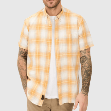 Camel Active, Skjorte SS, Checked Shirt, Orange 