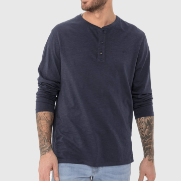 Camel Active, T-shirt, LS Lightweight Henley, Navy 
