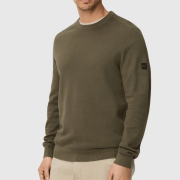 Camel Active, Strik, Knitted Crewneck Sweater, Dark Green