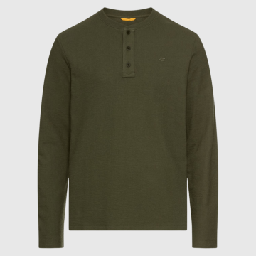 Camel Active, T-shirt, LS Heavy Henley, Dark Green 