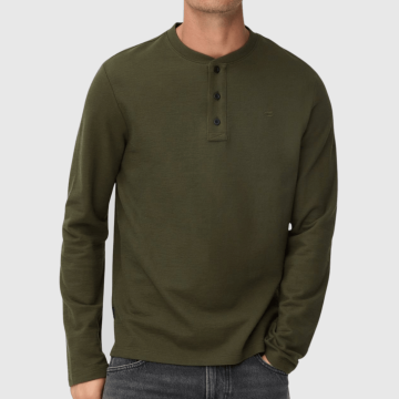 Camel Active, T-shirt, LS Heavy Henley, Dark Green 