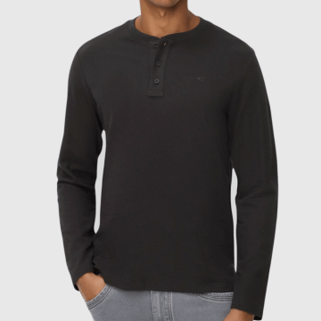 Camel Active, T-shirt, LS Heavy Henley, Black 