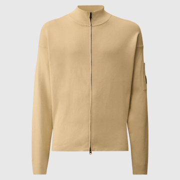 C.P. Company, Strik, Cotton Sea Island Zipped Lens Cardigan, Frozen Dew 