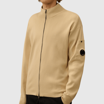 C.P. Company, Strik, Cotton Sea Island Zipped Lens Cardigan, Frozen Dew 