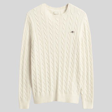 Gant, Strik, Cotton Cable Sweater, Cream 