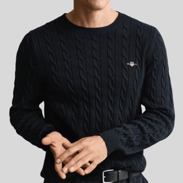 Gant, Strik, Cotton Cable Sweater, Evening Blue 