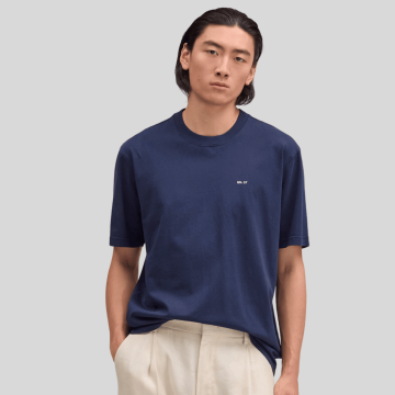 NN07, T-shirt, Adam 3209 EMB, Navy Blue 