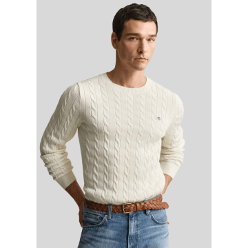 Gant, Strik, Cotton Cable Sweater, Cream 