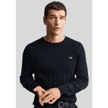 Gant, Strik, Cotton Cable Sweater, Evening Blue 